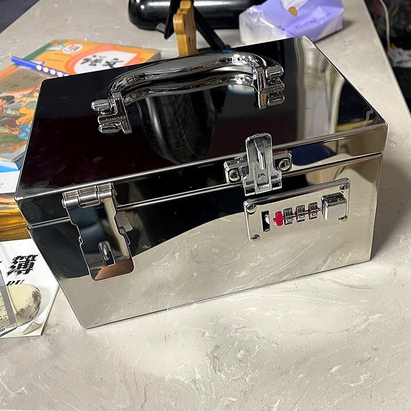 保险箱家用小型密码盒保险柜防盗保管箱带锁钱箱子新款不锈钢夹万
