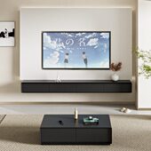 悬空电视柜黑色现代简约家用小户型客厅茶几组合一体收纳墙壁挂柜