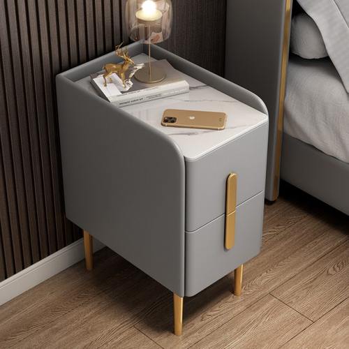 全实木智能床头柜简约现代灯一体岩板无线充电小型轻奢超窄床边柜