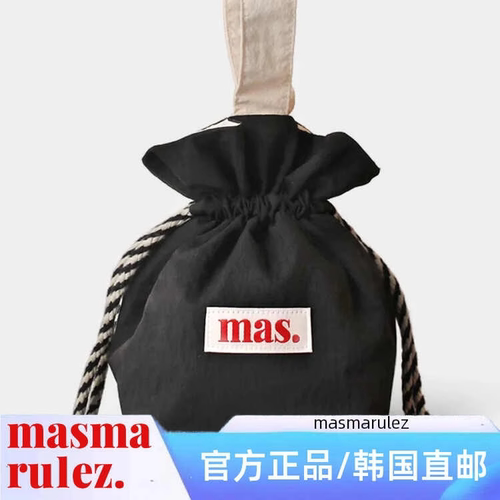 MASMARULEZ（箱包）韩国抽绳手腕包帆布手提水桶包束口袋Black
