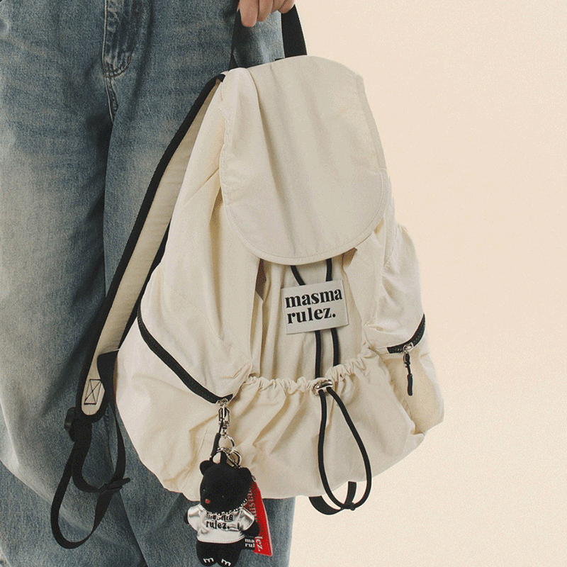 MASMARULEZ官方正品现货 翻盖双肩包String flap backpack Ivory