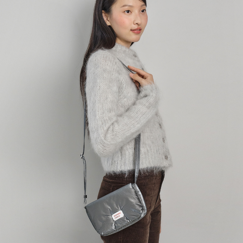 MASMARULEZ官方正品迷你日常通勤斜挎单肩包亮面款小众韩系风灰色