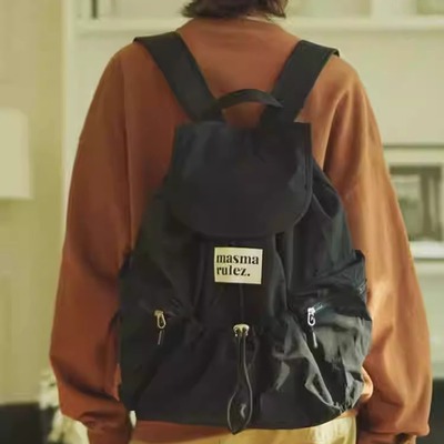 MASMARULEZ官方正品现货 翻盖双肩包String flap backpack Black