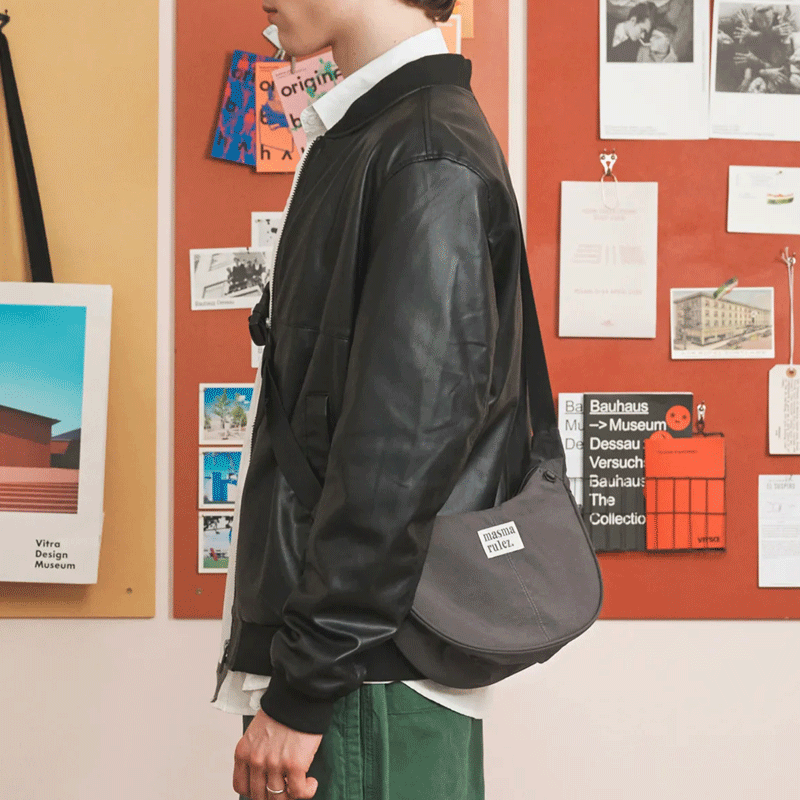 MASMARULEZ官方正品迷你尼龙单肩斜挎包百搭帆布三用包通勤包深灰