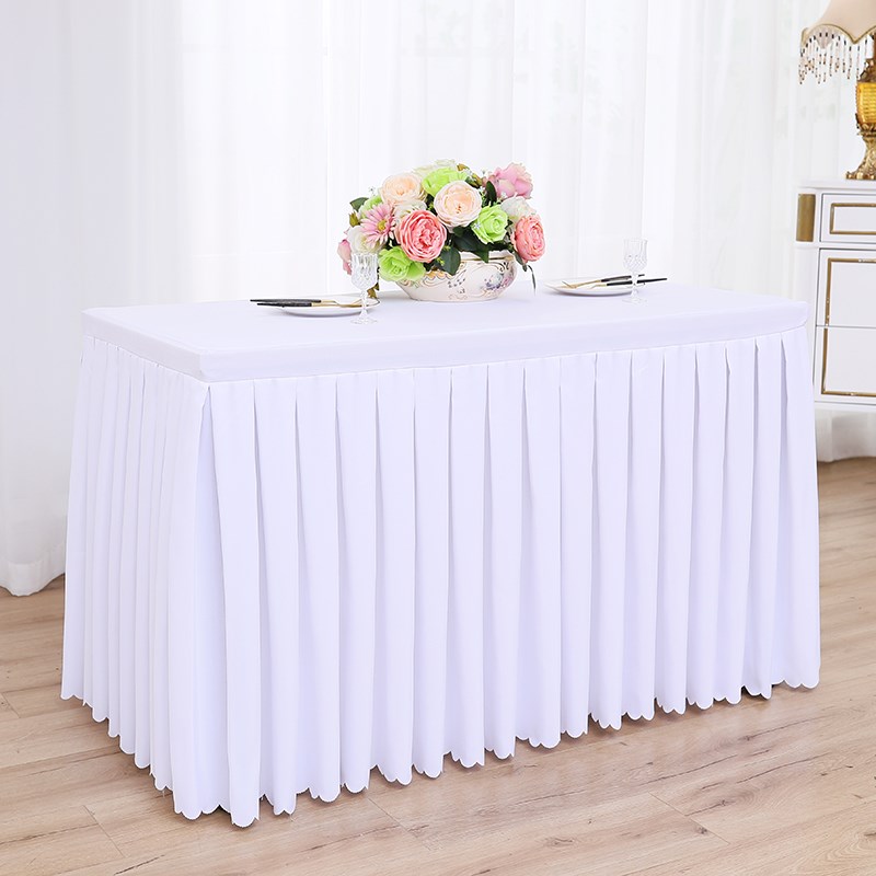 定制会议桌布长方形绿布艺商务签到台裙活动桌裙办公室展会桌罩