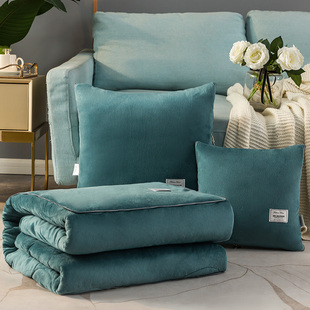 纯色抱枕毯子两用加厚加重汽车沙发靠垫家用办公室午休空调被折叠