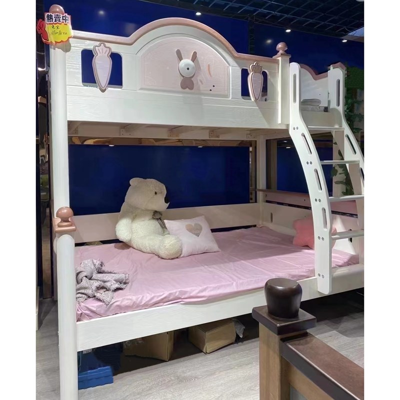 全实木高低床公层床儿童床多功能上下床子母床上下铺女孩木床