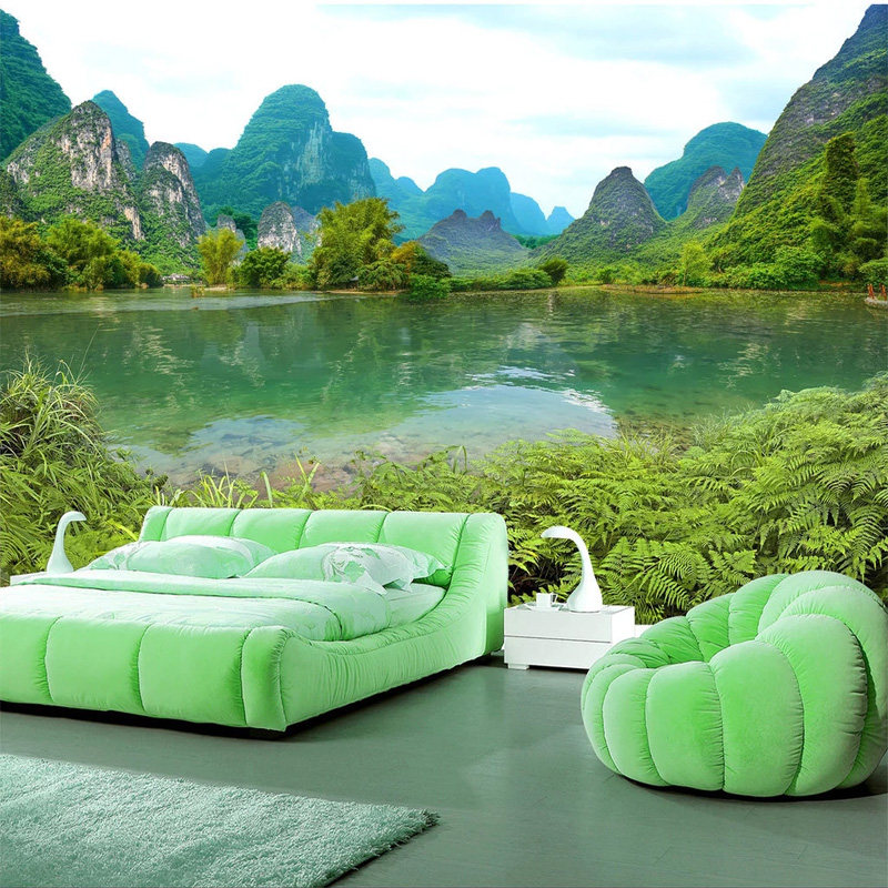 自然风景壁纸饭厅客厅电视背景墙纸桂林山水自黏纸D风景画墙布,家居饰品,软装墙贴,淘宝优惠券,粉丝福利购,淘宝优惠卷