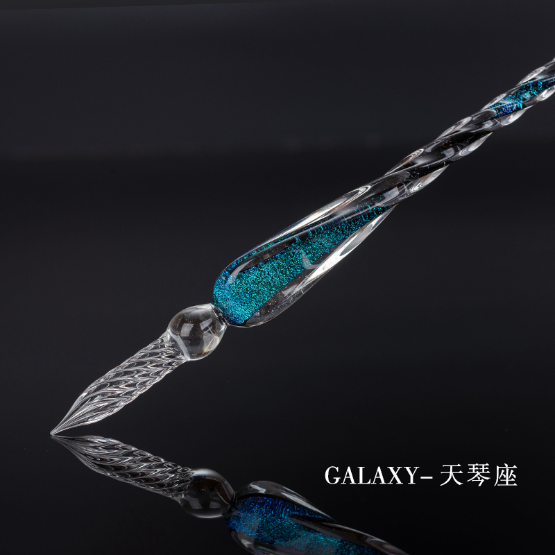 【星际璀璨】玻璃笔蘸水笔学生水晶钢笔彩色墨水羽毛笔闪粉彩墨用