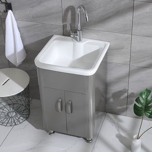法伊诺新款洗阳台柜浴室柜陶瓷洗衣池洗手盆带搓板