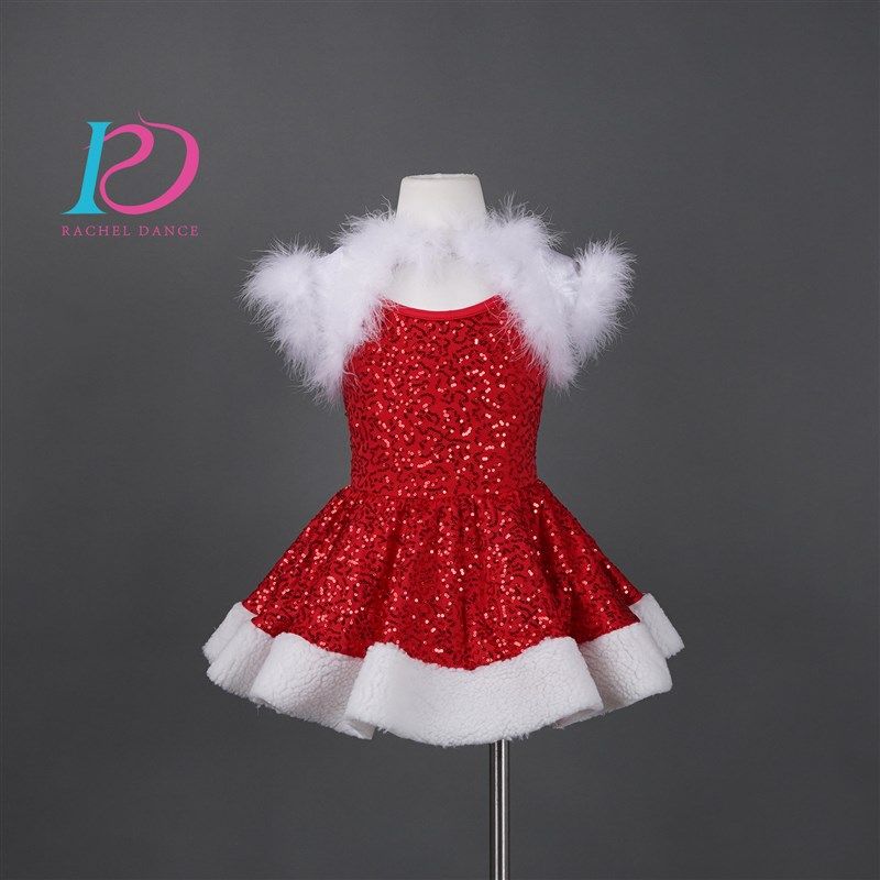 芮其儿舞蹈裙儿童元旦舞蹈表演女童圣诞演出服主持人节目演出礼服