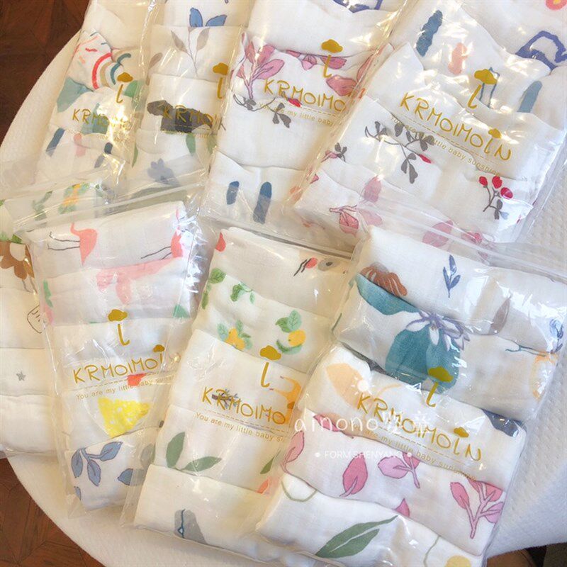 5条装超软竹纤维新生婴儿竹棉口水巾/宝宝汗巾/长方形垫背巾/枕巾