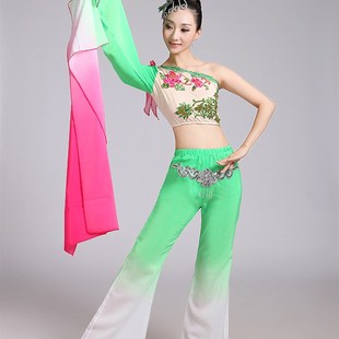 且吟春雨演出服女飘逸民族舞蹈服装 成人表演服古典舞单肩水袖