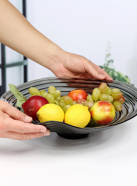 意式定制手工玻璃创意果盘轻奢餐桌装饰摆件设计师客厅茶几水果盘