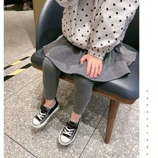 加绒不加绒童装秋冬儿童裙裤假两件女童纯棉打底裤大中小童外新款