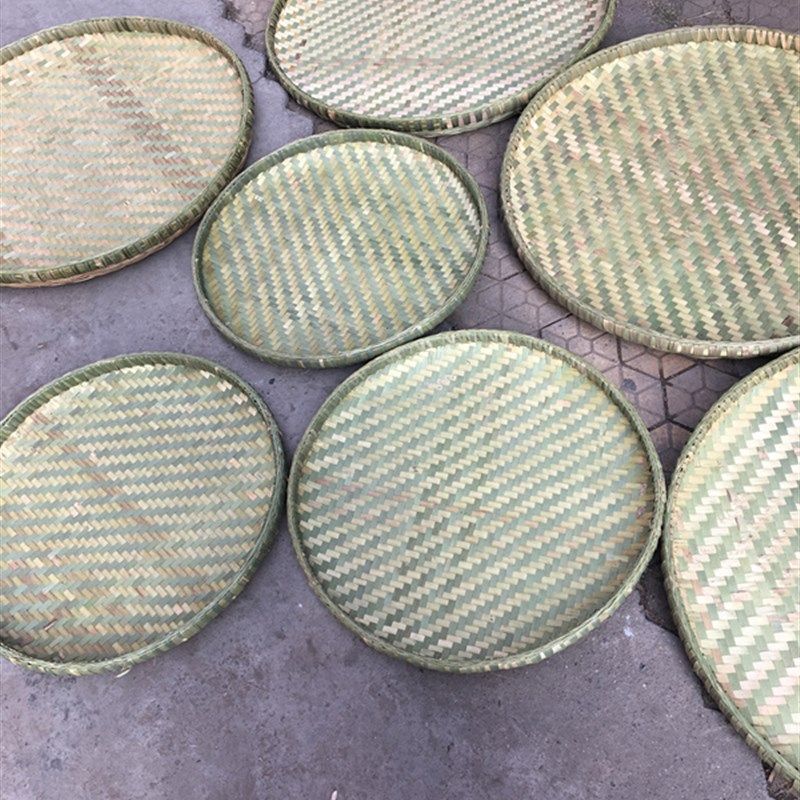 簸箕竹编晾晒圆簸箕竹匾竹筛米筛有孔无孔纯手工家用纯天然制品
