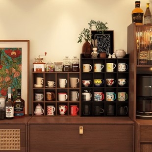 形影家具实木杯架置物架咖啡角开放多宝阁墙上桌面茶杯架子展示架