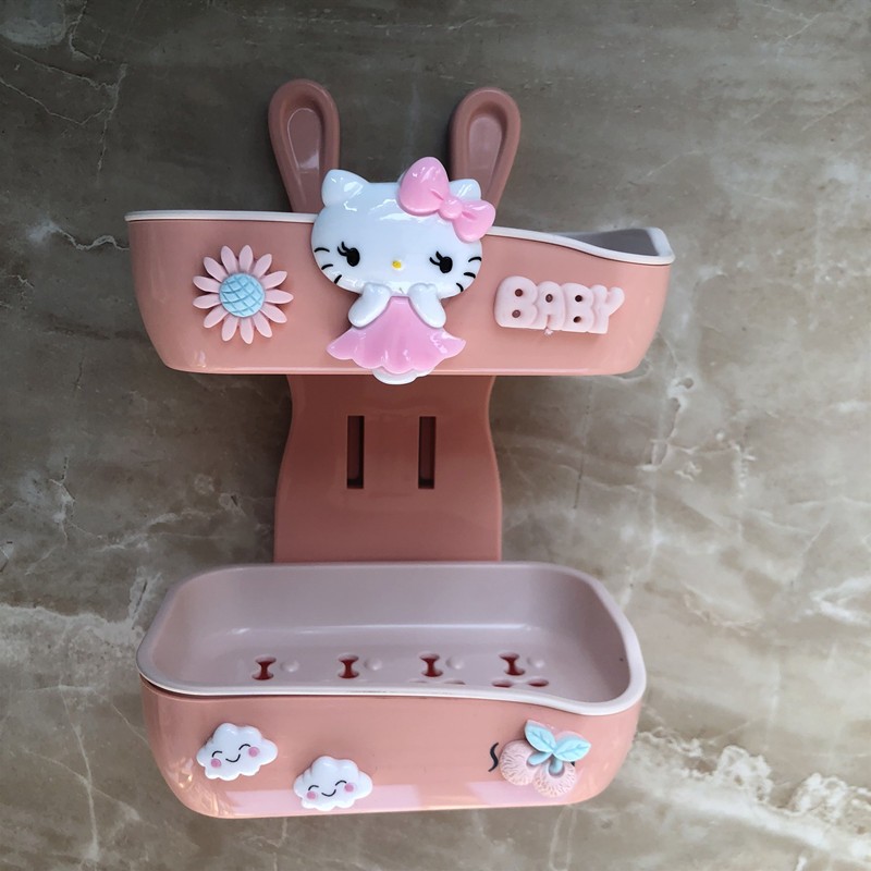 卡通双层盒皂架免打孔壁挂香皂盒可爱家居卫生间沥水肥皂两用创意