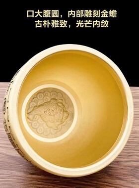 黄铜百福米缸招财聚财实心纯铜家居客厅桌面铜摆件装饰工艺品公司
