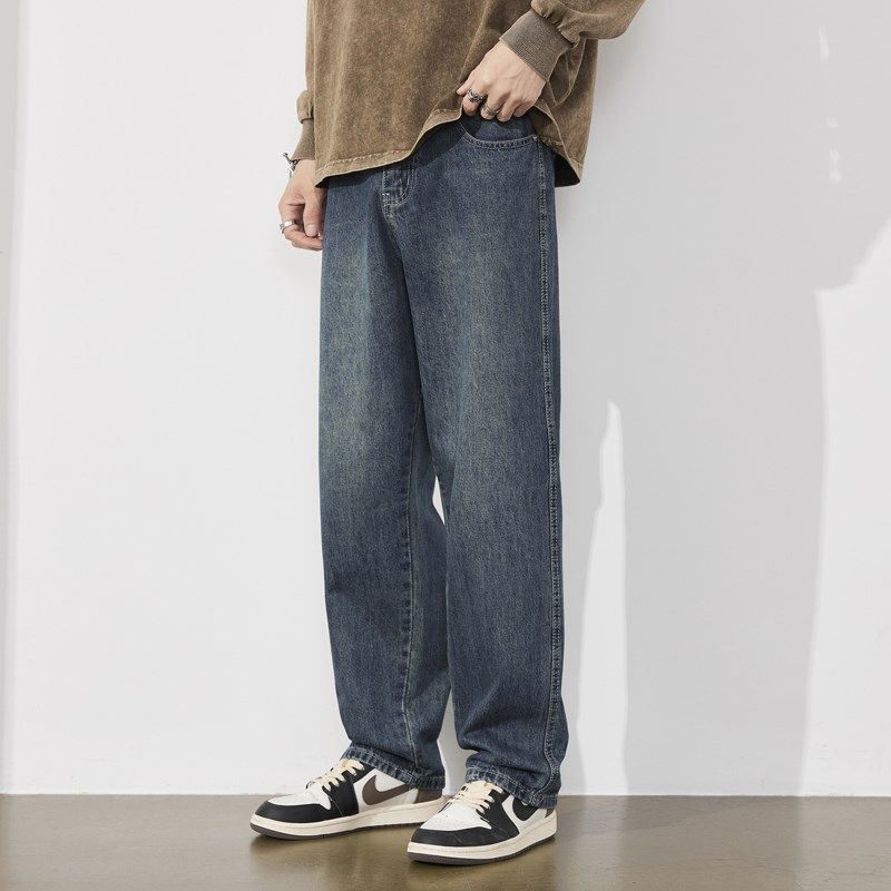 雅仓牛仔裤男宽松直筒2024秋季新款复古春秋男款阔腿男士休闲裤子,男装,牛仔裤,淘宝优惠券,粉丝福利购,淘宝优惠卷