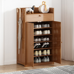 楠竹鞋柜家用门口入户经济型玄关柜多层大容量防尘阳台实木鞋架子