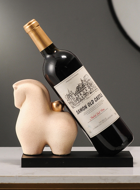 马上有钱红酒架摆件酒柜轻奢客厅餐边柜中式装饰酒托杯架乔迁礼品