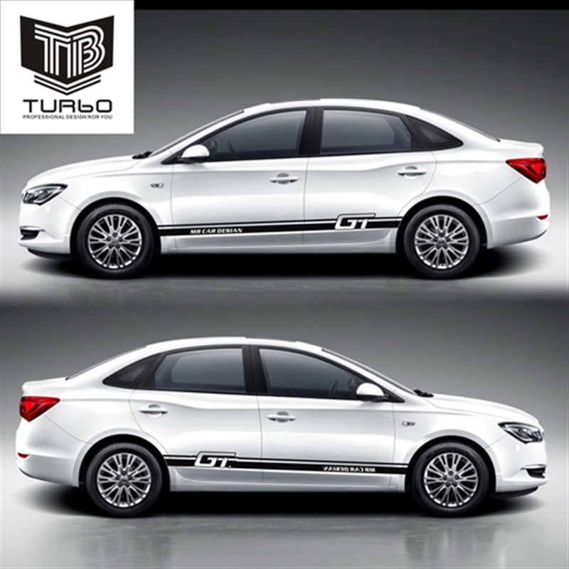 别克新英朗 GT XT 个性车贴 车身彩条装饰汽车侧裙拉花划痕遮档贴