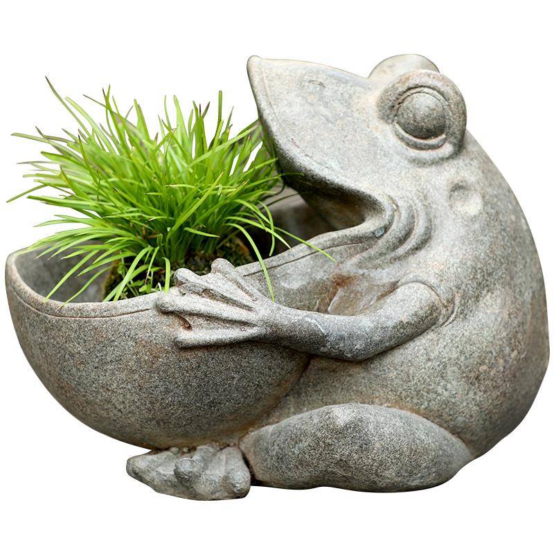 户庭院FMC盆大嘴青蛙花盆别墅花园布置造外景器栽阳台露台装饰花