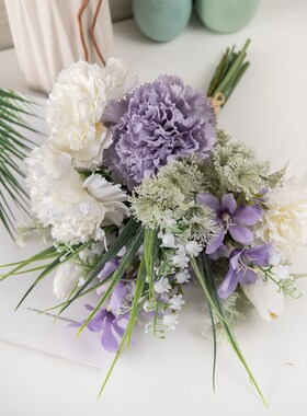 仿真花瓦勒莉康乃馨束家居假花设计婚庆手捧花束墙饰玫瑰CF01158