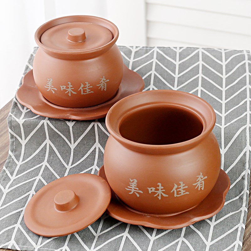 紫砂烤梨罐商用带盖陶瓷烤梨人参杯家用炖盅酒店餐饮隔水蒸煮炖罐