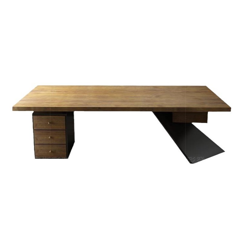 工业风经理办公室家具设计感原木大板办公桌创意实木老板桌大班台