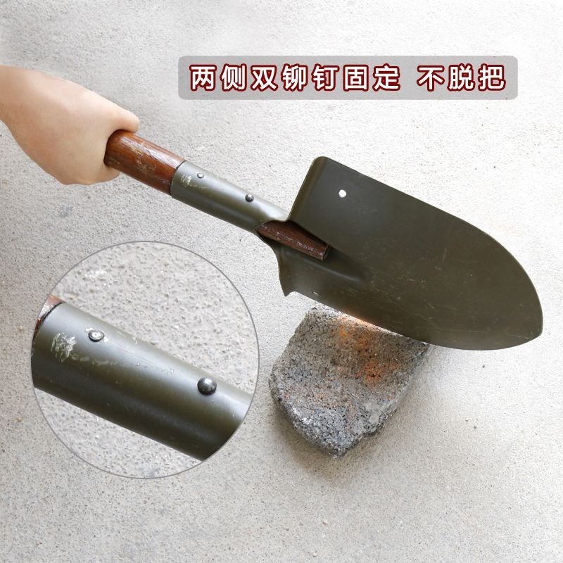 205工兵锹老货65式兵铲锰钢 户外车载野营木柄老式小铁锹