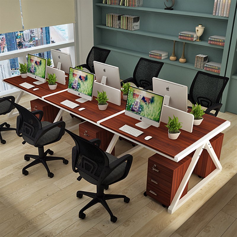 厂家直供简约办公桌椅组合会议室职员电脑桌2/4/6工作位屏风卡座