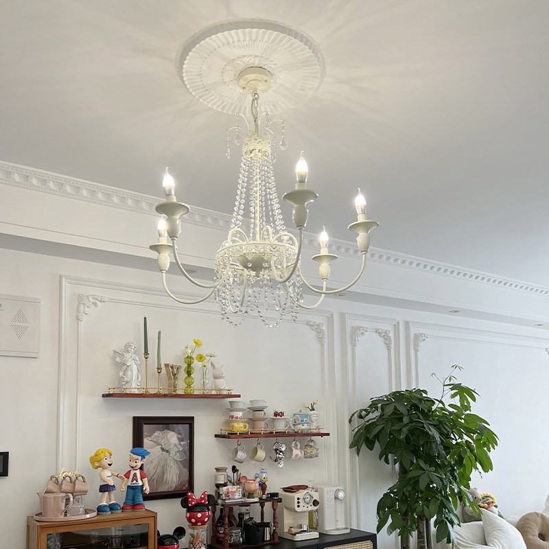 法式复古客厅吊灯水晶美式乡村别墅大气公主房卧室餐厅奶油风灯具