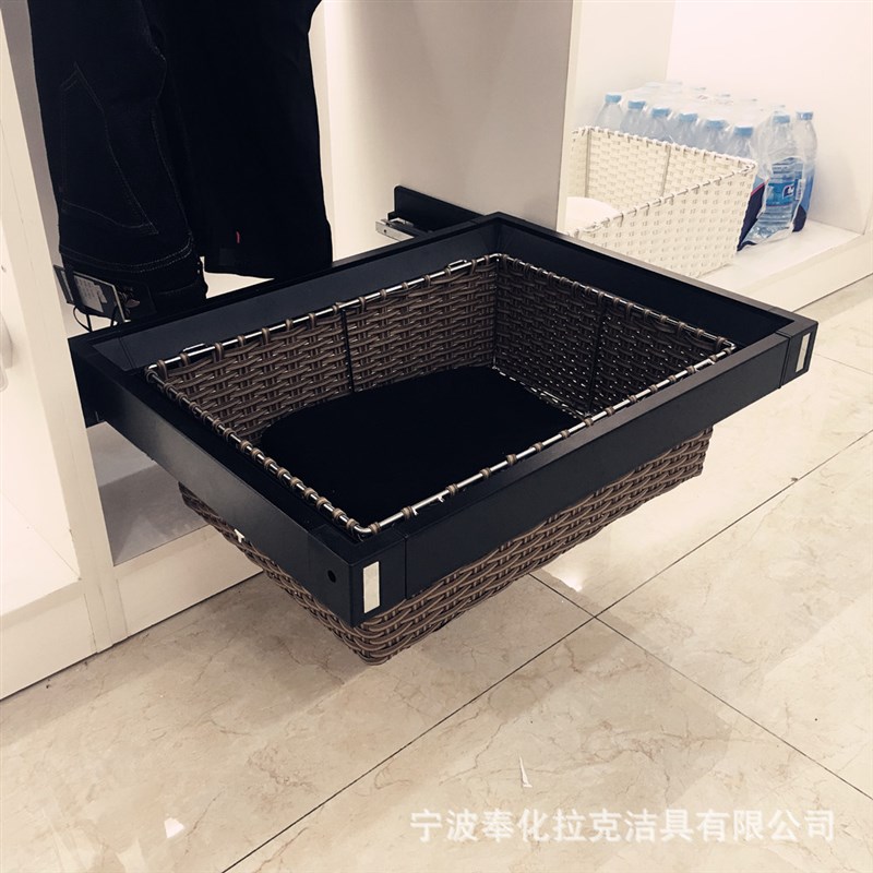衣帽间缓冲阻尼收纳拉篮 衣柜推拉盒 伸缩储物篮 衣物收纳篮