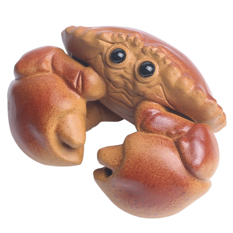 大钳子紫砂螃蟹可爱小茶宠线香香插摆件茶玩可养段泥送礼茶具配件