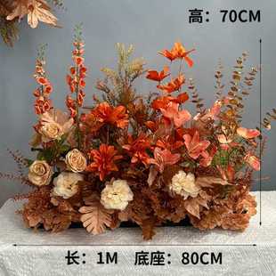 饰仿真花婚礼布置 地排花红色绢花T台婚庆用品路引花排现场假花装