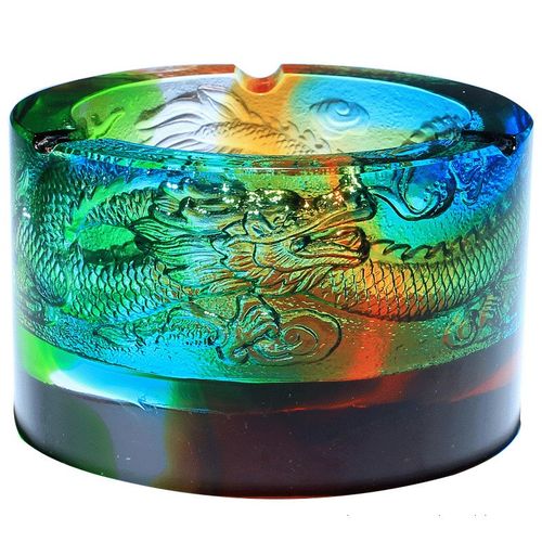 琉璃摆件水晶工艺品生肖龙形烟灰缸家用客厅时尚现代装饰轻奢高档