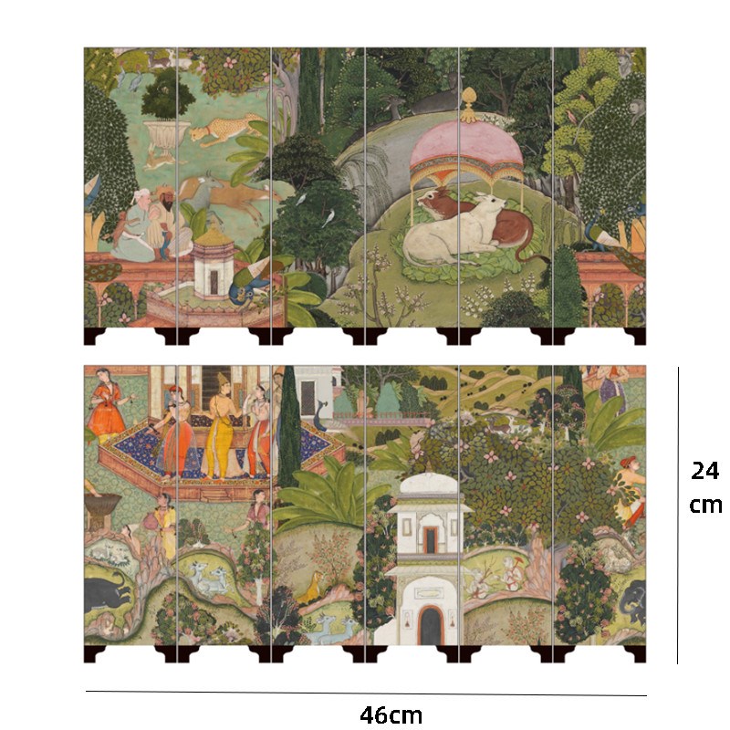 南洋风桌面小屏风面漆器玄关摆件复古电视柜装饰礼品送人礼盒装