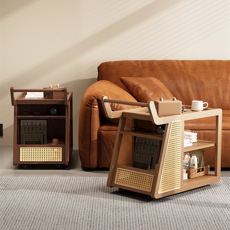 活动边桌小桌手推车沙发边柜边柜客厅家胡桃色古色古香茶几