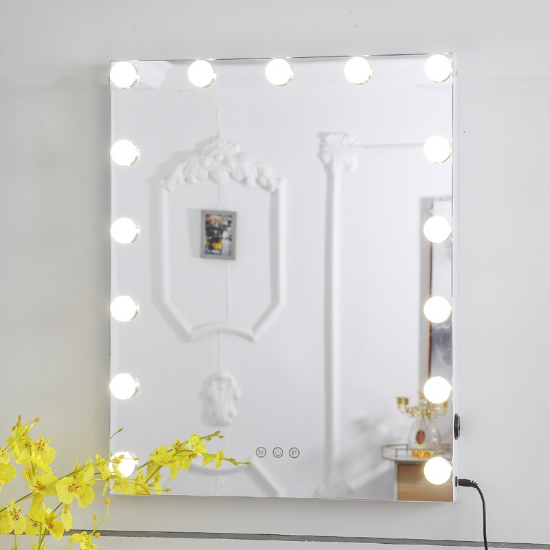米卡化妆镜带灯泡大号方形壁挂led镜定制梳妆美容镜补光公主镜子