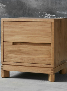 非晚家具白橡木床头柜实木床边柜现代色抽柜木蜡油二斗柜