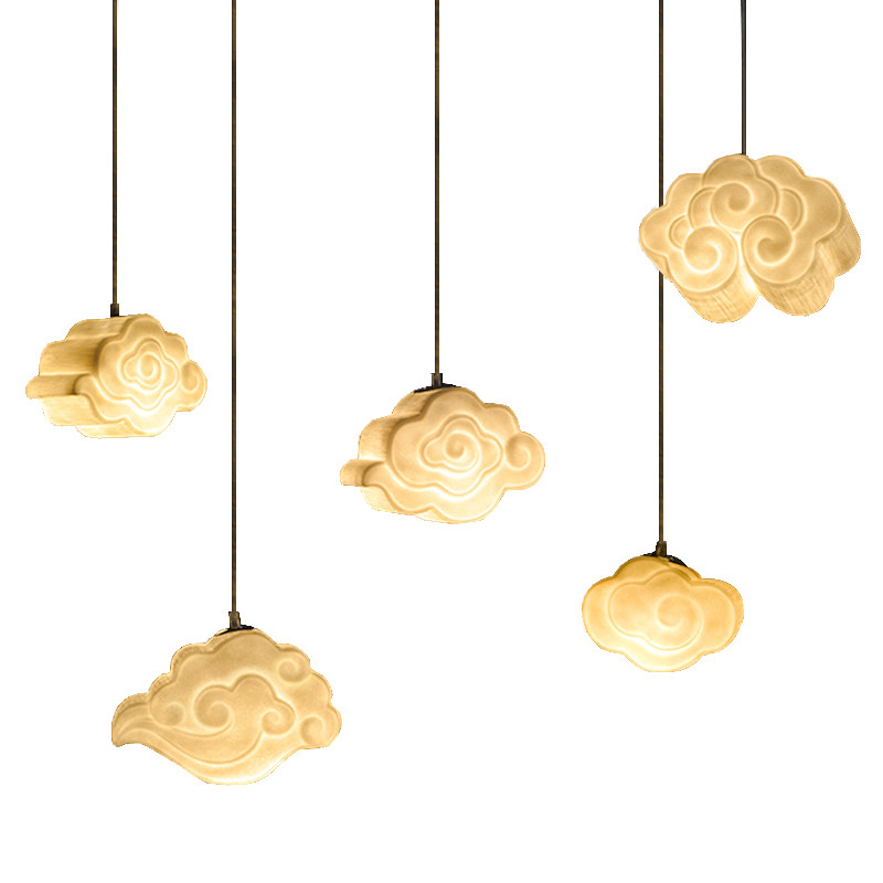 现代中式云朵祥云灯客厅卧室仿古创意茶室复古艺术装饰吊灯