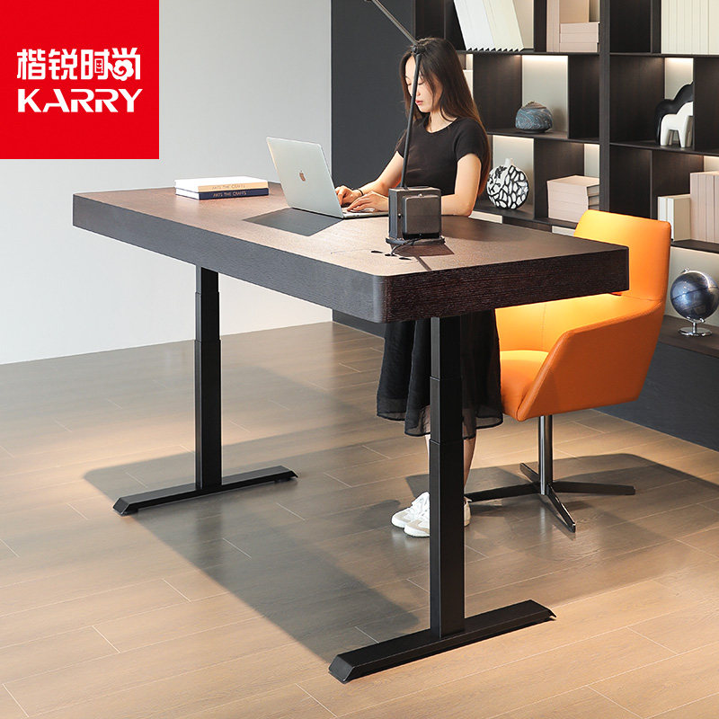 意式电动升降书桌家用客厅双人办公桌子简约书房工作台学习桌定制