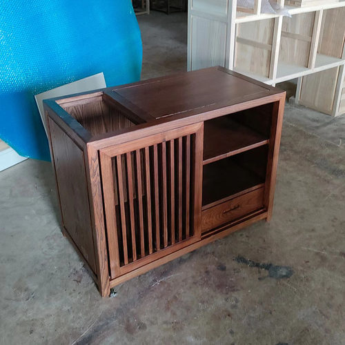 实木北美黑胡桃 茶水台 茶水柜 茶桌边柜 烧水一体茶车小茶台家用