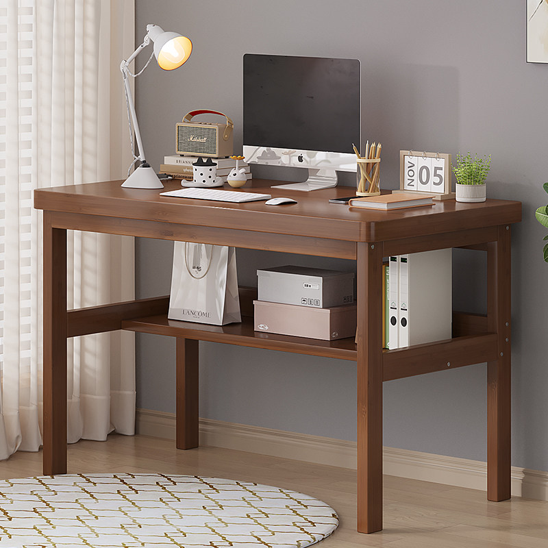 现代简约家用办公桌窄书桌电脑桌楠竹学习桌小户型床边桌写字桌子