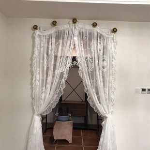 穹顶式法式蕾丝纱帘透光不透人复古洛可可阳台飘窗客厅窗帘卧室纱