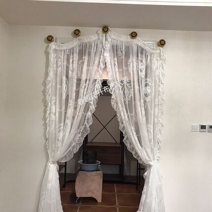 穹顶式法式蕾丝纱帘透光不透人复古洛可可阳台飘窗客厅窗帘卧室纱