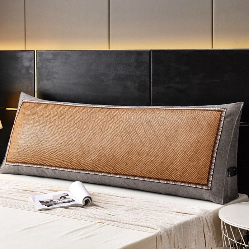 夏凉藤席长靠枕客厅沙发靠背垫单双人床靠垫床上护腰靠腰垫可拆洗