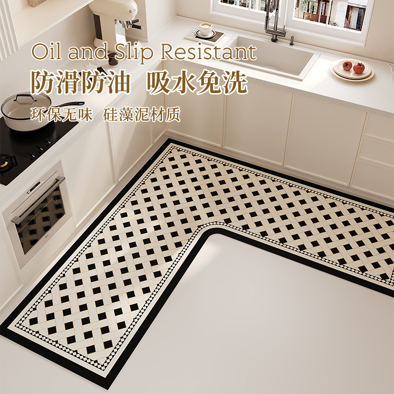 L形厨房专用地垫硅藻泥整块吸水垫吸油防滑可擦S免洗地毯防油耐脏